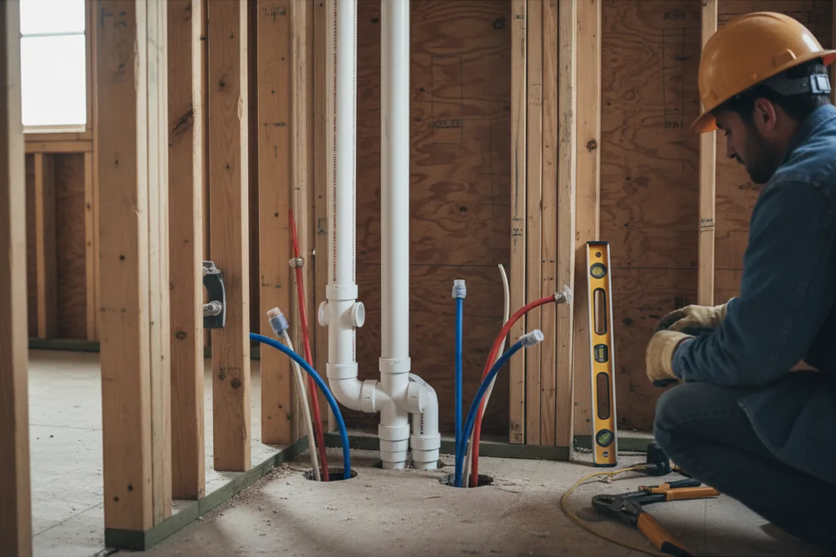 Drain and supply rough-in during Sump Pump Repair in Dillard